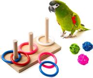 🦜 educational wooden parrot toy with colorful rings for cockatiel bird toys, parakeets, large conure, cuttlebone birds treats, mazuri tortoise diet, millet spray logo
