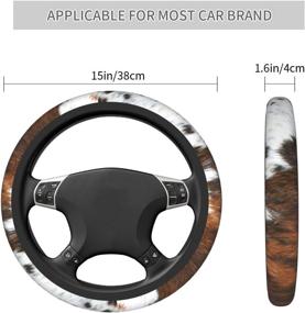 img 1 attached to Faux Cowhide Print Neoprene Steering Wheel Cover - Non-Slip, Universal 15 Inch Car Steering Wrap for Men and Women