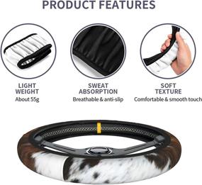 img 2 attached to Faux Cowhide Print Neoprene Steering Wheel Cover - Non-Slip, Universal 15 Inch Car Steering Wrap for Men and Women