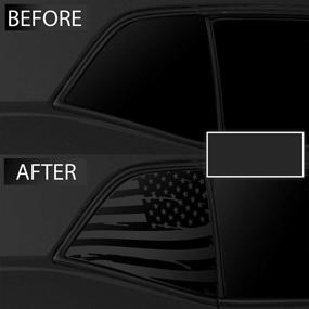 img 2 attached to 🏁 Enhance Your Challenger's Style with Bogar Tech Designs Quarter Window Distressed American Flag Vinyl Decal - Fits 2008-2022 Models, In Sleek Matte Black