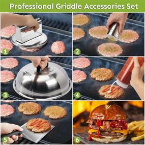 img 3 attached to Grill Like A Pro With The HULISEN Smashed Burger Kit - 12 Inch Basting Cover, Grill Spatula, Spice Dredge Shaker & More!
