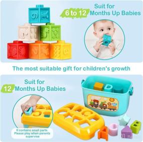 img 3 attached to 🧩 Soft Building Blocks Toddler Shape Sorter | HWONMTE Baby Toys for Girls/Boys | Ages 6-12 Months Up