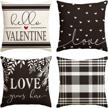 set of 4 avoin colorlife valentine's day love throw pillow covers - black and white hello valentine plaid wedding cushion cases for sofa couch decoration, 18 x 18 inch logo