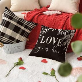 img 2 attached to Set Of 4 AVOIN Colorlife Valentine'S Day Love Throw Pillow Covers - Black And White Hello Valentine Plaid Wedding Cushion Cases For Sofa Couch Decoration, 18 X 18 Inch