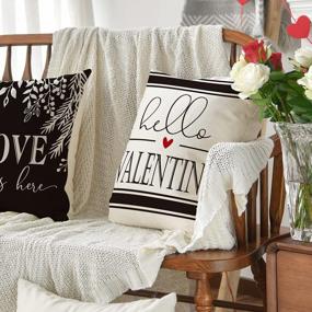 img 1 attached to Set Of 4 AVOIN Colorlife Valentine'S Day Love Throw Pillow Covers - Black And White Hello Valentine Plaid Wedding Cushion Cases For Sofa Couch Decoration, 18 X 18 Inch