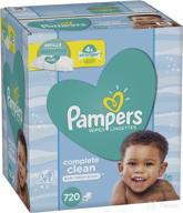👶 pampers baby diaper wipes, complete clean scented, 10 refill packs, 720 total wipes - baby wipes for dispenser tub logo
