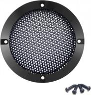 fielect 2" speaker grill cover mesh black metal trim decorative circle subwoofer grille speaker covers waffle grill cover guard protector audio accessories with 8 screws logo