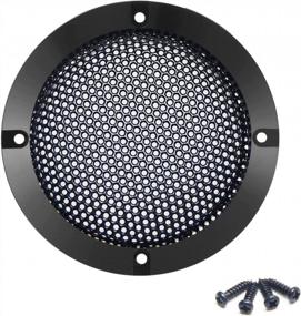 img 4 attached to Fielect 2" Speaker Grill Cover Mesh Black Metal Trim Decorative Circle SubWoofer Grille Speaker Covers Waffle Grill Cover Guard Protector Audio Accessories With 8 Screws