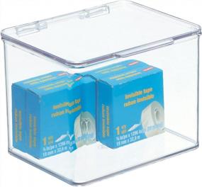 img 4 attached to Keep Your Home Office Organized With MDesign'S Small Plastic Storage Box - Perfect For Pens, Sticky Notes, And Supplies!
