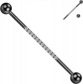 img 4 attached to Industrial Piercing Jewelry With CZ/Pyramid/Cross Surface For Women/Men - 14G Industrial Barbell Surgical Steel (1 1/2 Inch 38Mm) By GAGABODY