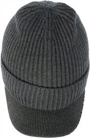 img 2 attached to 🧢 X-Large Oversize Knit Beanie Cap with Brim: Ideal Visor Stocking Hat for Big Heads, Winter Cuff Skull Caps, Stretchy Watch Hat