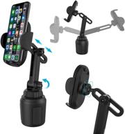 📱 adjustable car cup holder phone mount with silicone protection - warblers 360° telescopic arm cup phone holder compatible with iphone, samsung, huawei, lg logo