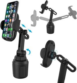 img 2 attached to 📱 Adjustable Car Cup Holder Phone Mount with Silicone Protection - Warblers 360° Telescopic Arm Cup Phone Holder Compatible with iPhone, Samsung, Huawei, LG