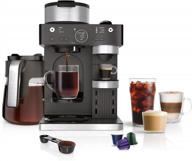 ninja cfn601 espresso & coffee barista system, single-serve coffee & nespresso capsule compatible, 12-cup carafe, built-in frother, espresso, cappuccino & latte maker, black & stainless steel logo