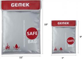 img 2 attached to Protect Your Valuables With GEMEK Fireproof Document Bags - Set Of 2 (15"X11" And 9"X7") - Ideal For Documents, Cash, Jewelry And Passport - Silicone Coated Fiberglass Material