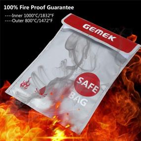 img 1 attached to Protect Your Valuables With GEMEK Fireproof Document Bags - Set Of 2 (15"X11" And 9"X7") - Ideal For Documents, Cash, Jewelry And Passport - Silicone Coated Fiberglass Material