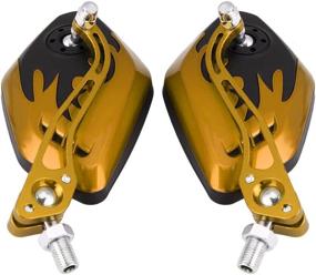 img 3 attached to 1 Pair 8Mm 10Mm Universal Motorcycle Rear View Mirrors Scooter Aluminum Flame Pattern Side View Mirrors(Yellow)