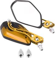 1 pair 8mm 10mm universal motorcycle rear view mirrors scooter aluminum flame pattern side view mirrors(yellow) logo