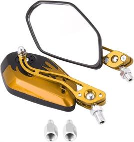 img 4 attached to 1 Pair 8Mm 10Mm Universal Motorcycle Rear View Mirrors Scooter Aluminum Flame Pattern Side View Mirrors(Yellow)