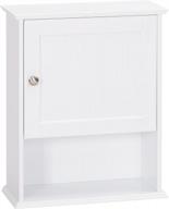 spirich bathroom cabinet wall mounted with single door, wood hanging cabinet with adjustable shelf white logo