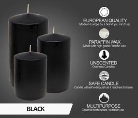 img 1 attached to Set Of 4 European-Made 2X3 Inch Unscented Pillar Candles In Black For Stylish Home Decor