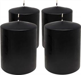 img 3 attached to Set Of 4 European-Made 2X3 Inch Unscented Pillar Candles In Black For Stylish Home Decor