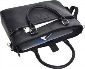 img 3 attached to Винтажная сумка-мессенджер для ноутбука 16-дюймовая сумка-мессенджер с клапаном из натуральной кожи для мужчин и женщин (черная наппа)