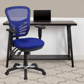 img 3 attached to 🪑 Enhance Your Office Comfort with the Flash Furniture Mid-Back Blue Mesh Executive Swivel Ergonomic Office Chair