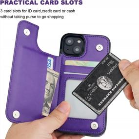 img 2 attached to Protective And Stylish Onetop Wallet Case For IPhone 14 With Card Holder In Purple