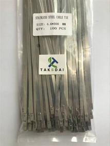 img 1 attached to 🔒 Metal Locking Wrap Ties Straps for Exhaust Wrap - Stainless Steel Zip Ties, 100pcs 11.8'' by TAKSDAI