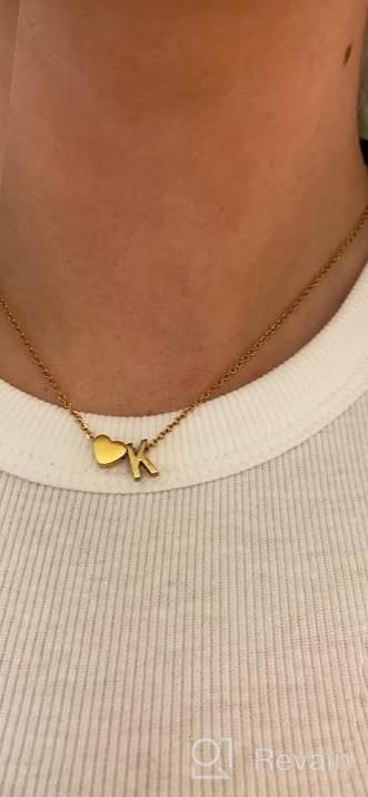 img 1 attached to 18K Gold Plated Personalized Initial Heart Necklace For Women With Monogram Name review by Jessica Randolph