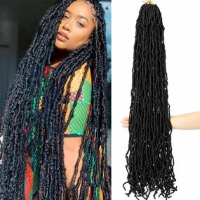 img 4 attached to Ubeleco 8 Packs Soft Locs Crochet Hair, 36 Inch Black Faux Locs Crochet Hair Extensible Curly Wavy Locs Crochet Hair Pre-Looped Synthetic Goddess Locs Crochet Hair For Women (36 Inch(8 Packs),1B)