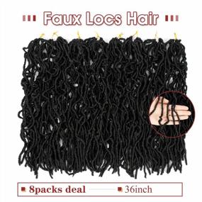 img 1 attached to Ubeleco 8 Packs Soft Locs Crochet Hair, 36 Inch Black Faux Locs Crochet Hair Extensible Curly Wavy Locs Crochet Hair Pre-Looped Synthetic Goddess Locs Crochet Hair For Women (36 Inch(8 Packs),1B)