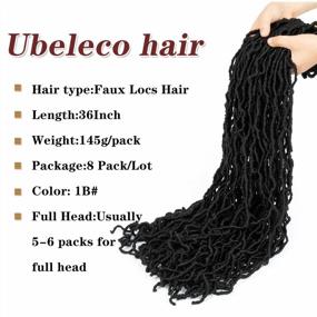 img 3 attached to Ubeleco 8 Packs Soft Locs Crochet Hair, 36 Inch Black Faux Locs Crochet Hair Extensible Curly Wavy Locs Crochet Hair Pre-Looped Synthetic Goddess Locs Crochet Hair For Women (36 Inch(8 Packs),1B)