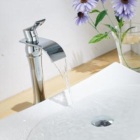 img 1 attached to Stylish & Functional BWE Chrome Waterfall Vessel Sink Faucet For Modern Bathrooms