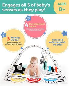 img 3 attached to Ultimate Stage-Based Play Gym: Enhancing Sensory Development from Newborn to Toddler with Large 33'' Mat, Tummy Time Pillow, Infant Mirror, STEM Toys