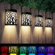 4 pack denicmic solar wall lights outdoor waterproof fence sconce led decorative lamps for patio front door yard deck stair warm white/color changing. logo