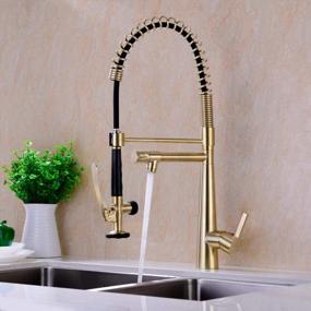 img 2 attached to Brushed Gold Kitchen Faucet With Pull Down Sprayer And Pot Filler - GICASA Heavy Duty Single Handle Faucet Made Of Solid Brass For Commercial And Home Kitchens