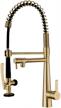 brushed gold kitchen faucet with pull down sprayer and pot filler - gicasa heavy duty single handle faucet made of solid brass for commercial and home kitchens logo