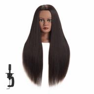 26"-28" super long synthetic hair mannequin head for hairdresser training with clamp and styling practice in cosmetology - black (91812by0220) logo