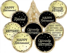 img 4 attached to Retire In Style With Black And Gold Foil Party Favor Stickers - 180 Labels