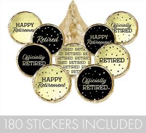 img 1 attached to Retire In Style With Black And Gold Foil Party Favor Stickers - 180 Labels