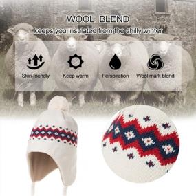 img 2 attached to Women'S Wool Peruvian Earflap Beanie Hat Fleece Lined Winter Snow Ski Cap
