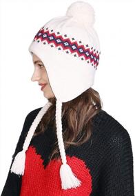 img 4 attached to Women'S Wool Peruvian Earflap Beanie Hat Fleece Lined Winter Snow Ski Cap