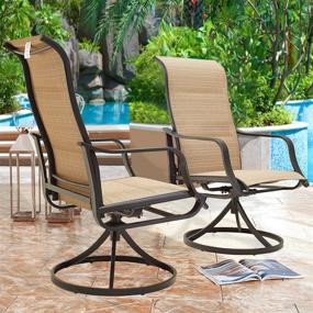 img 2 attached to Experience Ultimate Comfort With Top Space'S High Back Outdoor Swivel Rocker Set - Beige, Set Of 2