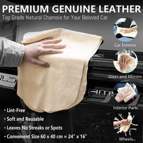 img 3 attached to Premium 2-Pack Chamois Cloth for Car: Super Absorbent Shammy Towels, 24'' x 16'' - Real Leather, Lint-Free, Streak-Free- Ideal for Car Wash & Auto Detailing