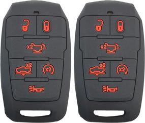 img 4 attached to 🔑 Premium 2-Pack Coolbestda Smart Key Fob Case Compatible with 2021 2020 2019 Dodge Ram 1500 Laramie Longhorn Limited, 6-Button Design, Air Suspension, Remote Start, Power Tailgate, Protective Pouch and Glove