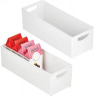 efficient kitchen storage: mdesign plastic organizer bin for pantry and fridge - 2 pack, holds snacks, sauces, drinks, and canned foods logo