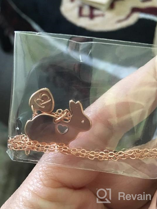 img 1 attached to 🐰 Yoosteel Bunny Gifts: 14K Rose Gold Plated Heart Initial Necklace - Engraved Love Heart - Cute Animal Bunny Necklaces for Kids Girls - Daughter Toddlers Jewelry review by Johnny Murphy