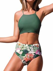 img 4 attached to SEASELFIE High Neck Bikini: Modest Two-Piece Swimsuit For Teens And Women